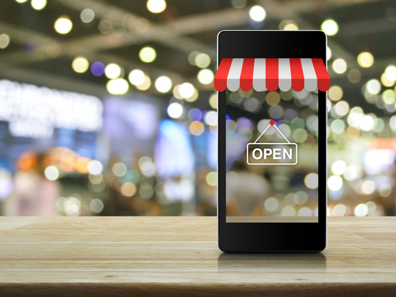 Modern smart mobile phone with on line shopping